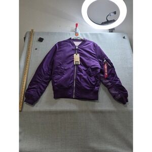 Alpha Industries MA-1 Flight Bomber Jacket Mens XL Purple Mesh Lined Full Zip